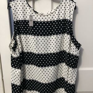 Talbots sleeveless black and white polka dot blouse size 3X, NWT.
